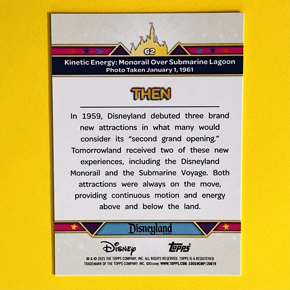 2025 Topps Disneyland 70 Anniversary Monorail Over Lagoon Then & Now #62‎